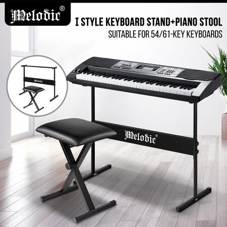 Melodic I Style Adjustable Keyboard Stand Folding Piano Stool Seat Chair Set