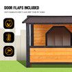 Petscene XXL Dog Kennel Fir Wooden Pet House with Porch Roof Door Window Curtain Raised Floor