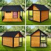 Petscene XXL Wooden Dog Kennel Raised Timer Pet House Outdoor with Porch Asphalt Roof Door Window Curtain