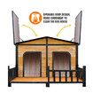 Petscene Wooden Dog Kennel XXL 2-Door Timber Pet House with Patio Curtain Openable Gable Roof Raised Floor