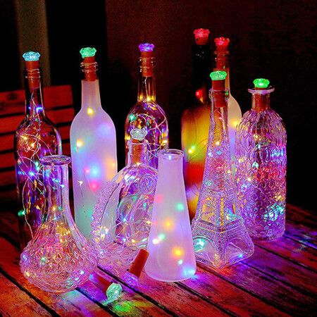Cork Shaped 15 LED Night Starry Lights Wine Bottle Lamp For Party Colorful FY 