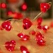 Red Heart Shape Valentine's Day Decoration String Lights 4m 40 LED Glowing Fairy Lights with Remote and Battery Box for DIY Wedding Indoor Party outdoor