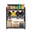 3 Tier Black Metal Spice Rack Organizer for Cabinet, Countertop, Kitchen Storage and Supplies