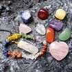 9pcs Crystals Healing Gemstones Chakra Stones 1Pc Crystal Bracelet 1pc Clear Quartz Necklace Set For Beginners