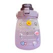 1400ml Cute Water Bottle with Stickers Straw Big Belly Cup Sports Bottle for Water Jug Children Kettle Color Purple with random stickers and accessories
