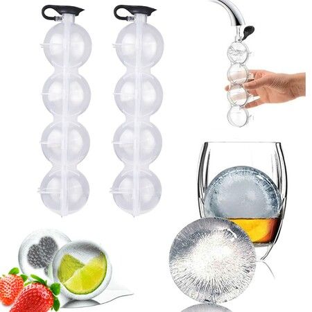 2P 4-Hole Whiskey Round Ice Ball Mold for Whiskey and Cocktails, Keep Drinks Chilled