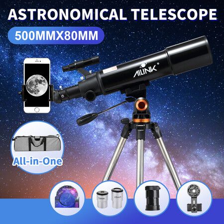 Astronomy Telescope for Kids Adults Portable Travel with an Tripod Height Adjustable Mount,Backpack Fully Multi-Coated Optics Compact and Portable Astronomical Refractor Telescope Beginners 