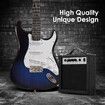 Melodic 39 Inch Electric Guitar with Bonus Amplifier Full Size Rock Blue and White