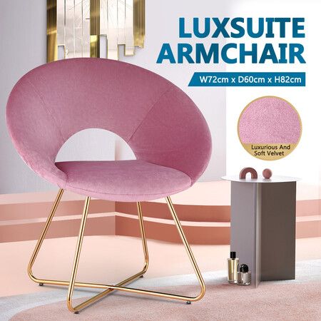 Luxsuite Dining Chair Velvet Lounge Armchair Accent Single Sofa Modern Furniture Pink