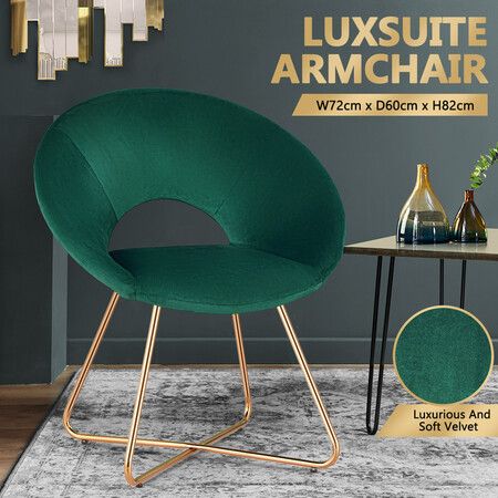 Luxsuite Dining Chair Velvet Lounge Armchair Single Sofa Accent Modern Furniture Green