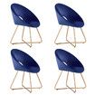 Luxsuite Armchair Velvet Dining Chair Single Lounge Sofa Accent Modern Furniture Navy Blue 4pcs