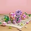 Rose Flower Model Building Blocks with Light, 413Pcs Rose Bouquet Building Bricks with Wrapping Paper,Compatible with Lego