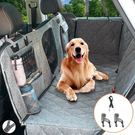 Pets Car Dog Cover Back Seat Hammock For Dogs Waterproof With Mesh Window Multiple Pockets Truck Suv Crazy S - Dog Seat Cover Hammock With Mesh Window