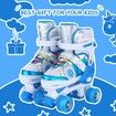 SizeM Kids Teens Roller Skates Adjustable 4 Sizes 4 Light Up Wheels For Size33-37 Col.Blue