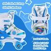 SizeM Kids Teens Roller Skates Adjustable 4 Sizes 4 Light Up Wheels For Size33-37 Col.Blue