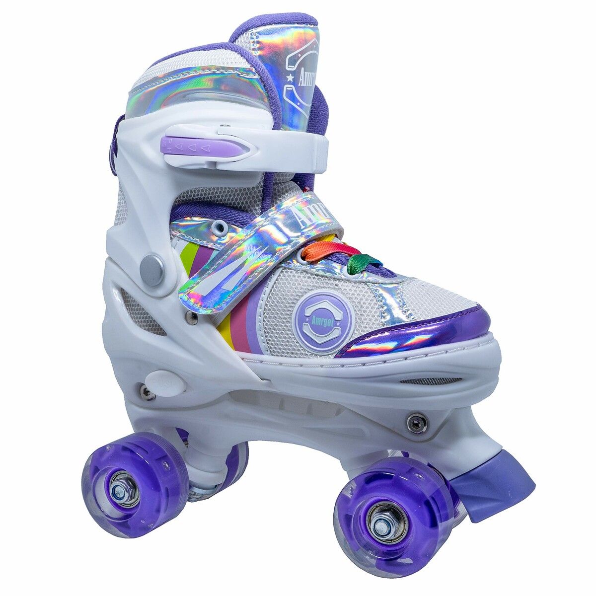 SizeM Kids Teens Roller Skates Adjustable 4 Sizes 4 Light Up Wheels For Size33-37 Col.Purple