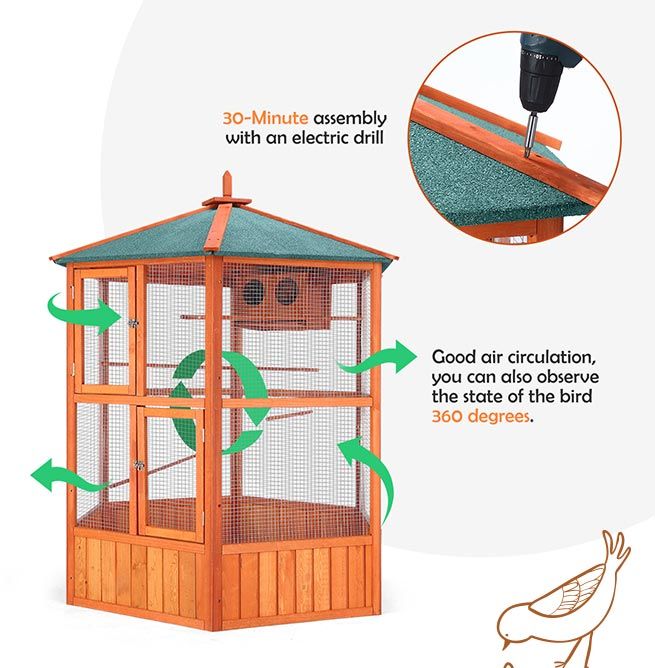 Bird Cage Aviary Parrot House Budgie Cockatiel Canary Enclosure Pigeon