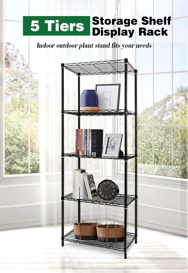 5-Tier Metal Plant Stand Planter Flower Display Rack Multifunctional Storage Shelf Black