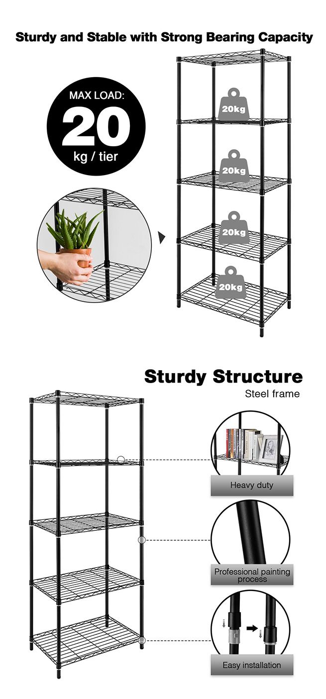 5-Tier Metal Plant Stand Planter Flower Display Rack Multifunctional Storage Shelf Black