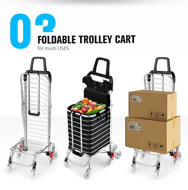 Folding Stair Climber Shopping Cart Klvie Folding Shopping Cart