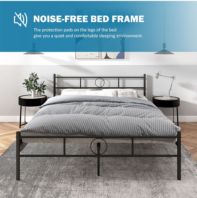 queen metal bed frame with headboard and footboard