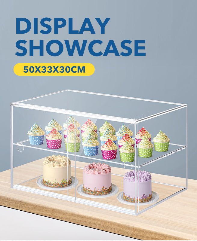 2 Tier Cupcake Cake Display Case Stand Bakery Pastry Donuts