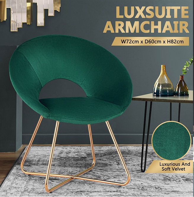 modern green velvet chair