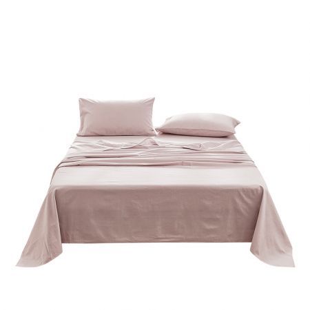 Cosy Club Washed Cotton Sheet Set Purple Double