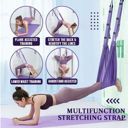 Aerial Yoga Rope Leg Stretching Practical Elastic Bar Bends to Stretch Yoga Handstand Training Device Color Purple