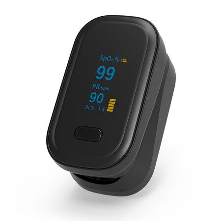 Fingertip Pulse Oximeter, Blood Oxygen Saturation Monitoring COL. Black