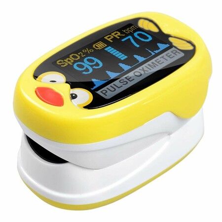 Fingertip Oled Kids Pulse Oximeter Pediatric SpO2 Blood Oxygen Saturation Monitor Col. Yellow Bird