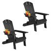 Neader Adirondack Chair Reclining Foldable Occasional Outdoor Lounging Furniture Black x2