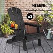 Neader Adirondack Chair Reclining Foldable Occasional Outdoor Lounging Furniture Black x2