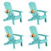 Neader Reclining Chair Adirondack Occasional Foldable Outdoor Lounging Furniture Green x4