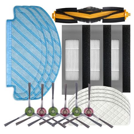 Replacement kit for ECOVACS DEEBOT OZMO T8 AIVI T8MAX vacuum cleaner 1 main brush, 6 side brush, 3 filters, 3 mop cloth,5 disposable mops