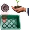 Seed Starter Trays Seedling Tray Kits, 12 Pack Garden Seed Propagator Set for Greenhouse Grow Plant Seed, 12 Cells per Tray