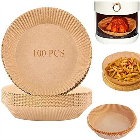 YZCH Air Fryer Liner,100PCS 6.5/7/7.5/8/8.5/9/10 Inch Bamboo Steamer Paper Liner Perforated Fryer Liners Non-Stick 