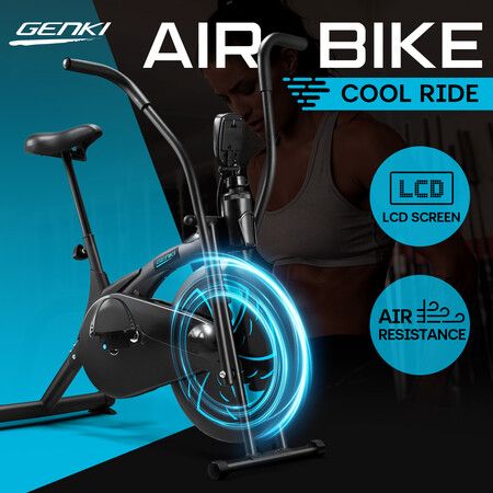 GENKI Air Fan Bike Exercise Bicycle Stationary Workout Machine Home Gym Equipment Blue