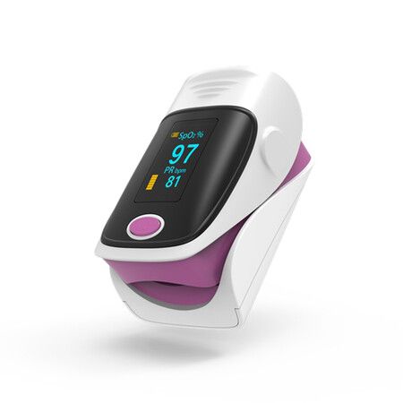 Fingertip Pulse Oximeter Blood Oxygen Saturation and Pulse Rate Monitor Col. Pink
