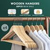 80 Pcs Wooden Clothes Hangers Portable Coat Pants Laundry Closet Hanging Racks Nature Colour