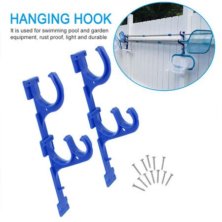 2pcs Garden Hook Hanger Swim Pool Telescope Pole Brush Leaf Rakes Organizer