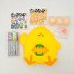 Egg Painting Machine, Easter Egg Decorating Turner Tool, Cute Chicken with 3 Eggs Sticker Set, 8 Quick Dry Marker Pens for Kids Educational Craft Kit Toy Party