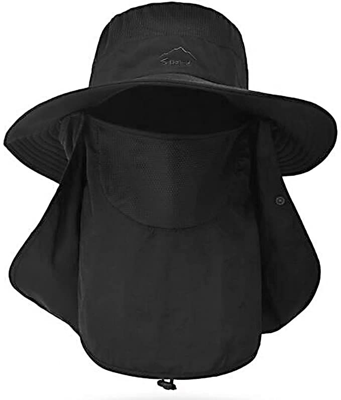 Fishing Hat for Men and Women, Outdoor UV Sun Protection Wide Brim Hat with Face Cover and Neck Flap