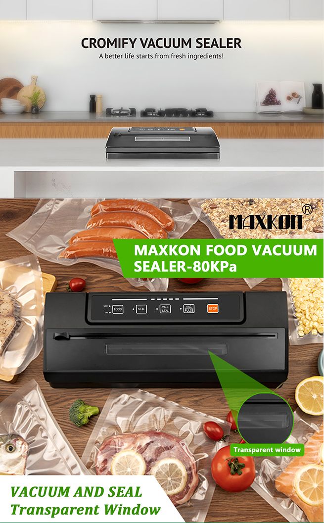 Maxkon 80Kpa Vaccum Sealer Machine Food Packing Air Tight Packer Dry