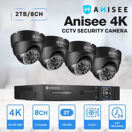 4K Security Camera 8ch Spy Cam 5 in 1 IP Outdoor Home Surveillance System with 2TB Hard Disk