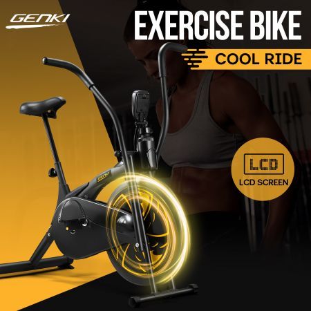 GENKI Upright Stationary Bicycle Exercise Machine Home Gym Equipment Yellow