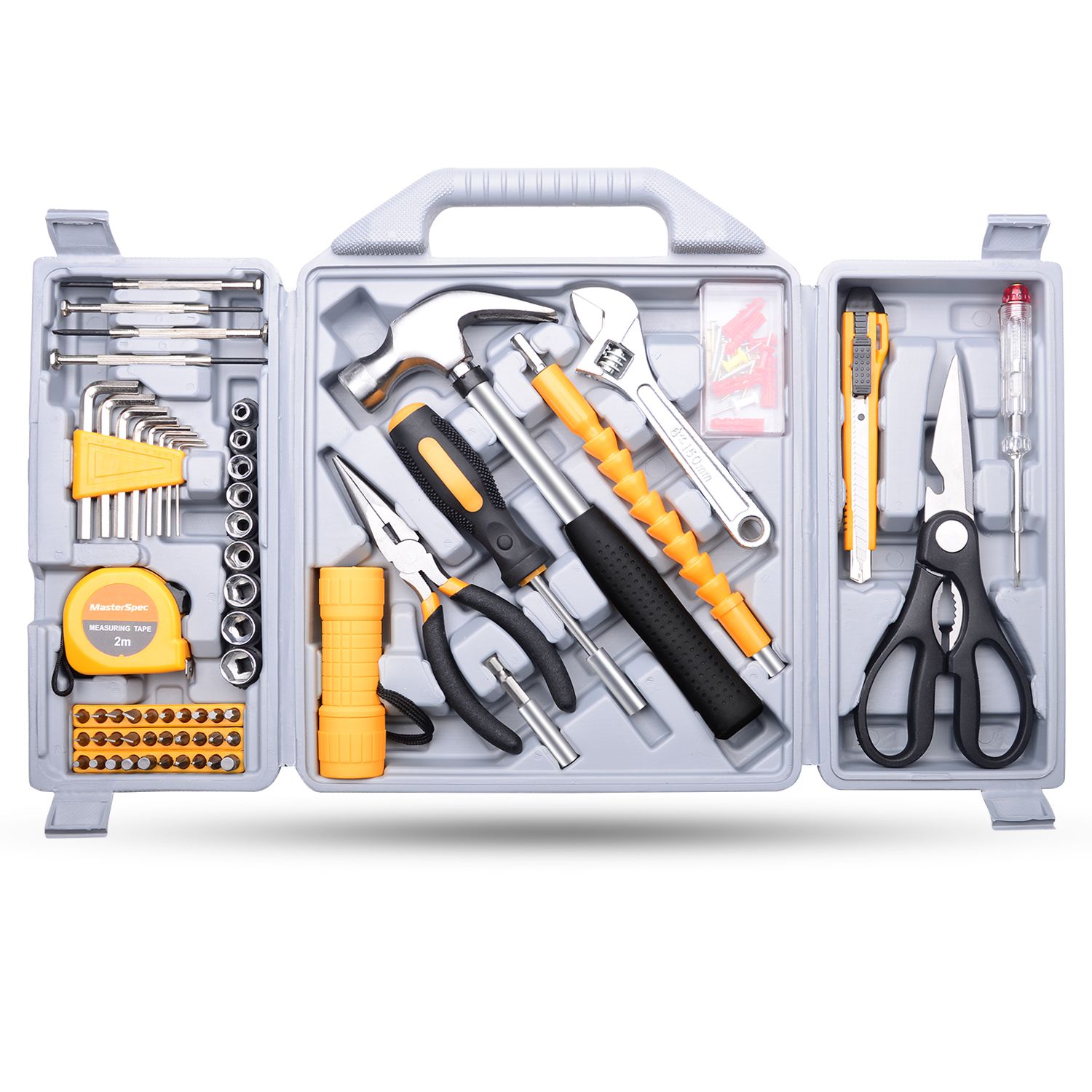 88PCs Household Hand Tool set Utility Kit Hammer Plier Scissor Knife Screwdriver