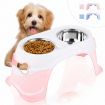 Dual Elevated Raised Pet Dog Puppy Feeder Bowl Stainless Steel Food Water Stand