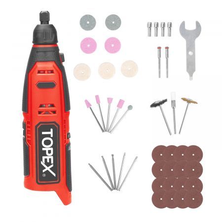 TOPEX 12V Cordless Rotary Tool Speed 5000-25000rpm Carving tool Set Grinding tool Kit Not Include Battery