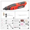 TOPEX 12V Cordless Rotary Tool Speed 5000-25000rpm Carving tool Set Grinding tool Kit Not Include Battery